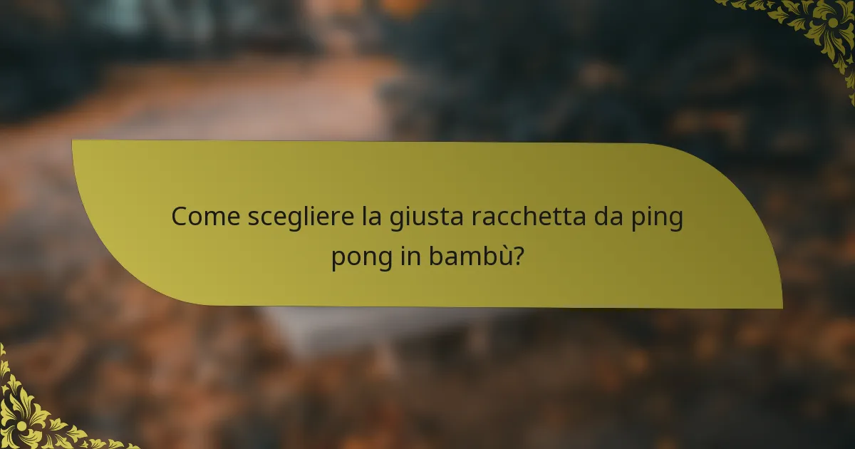 Come scegliere la giusta racchetta da ping pong in bambù?