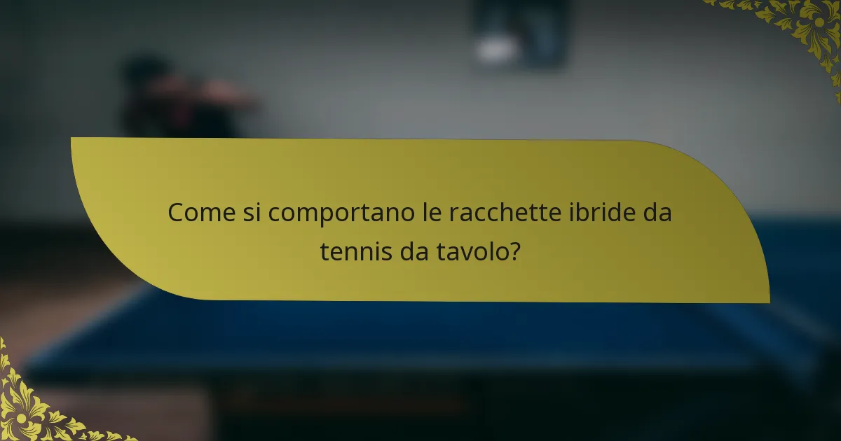 Come si comportano le racchette ibride da tennis da tavolo?