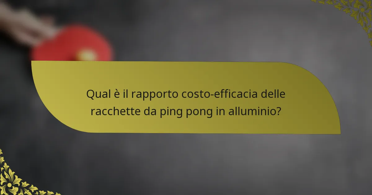 Qual è il rapporto costo-efficacia delle racchette da ping pong in alluminio?