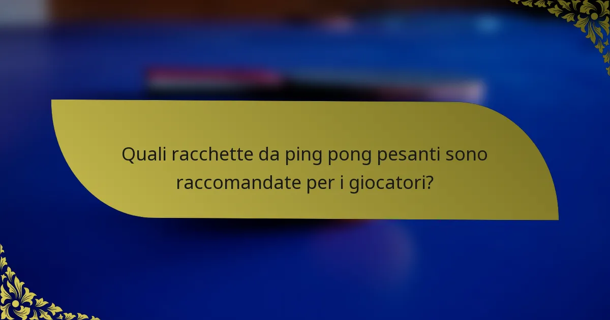 Quali racchette da ping pong pesanti sono raccomandate per i giocatori?