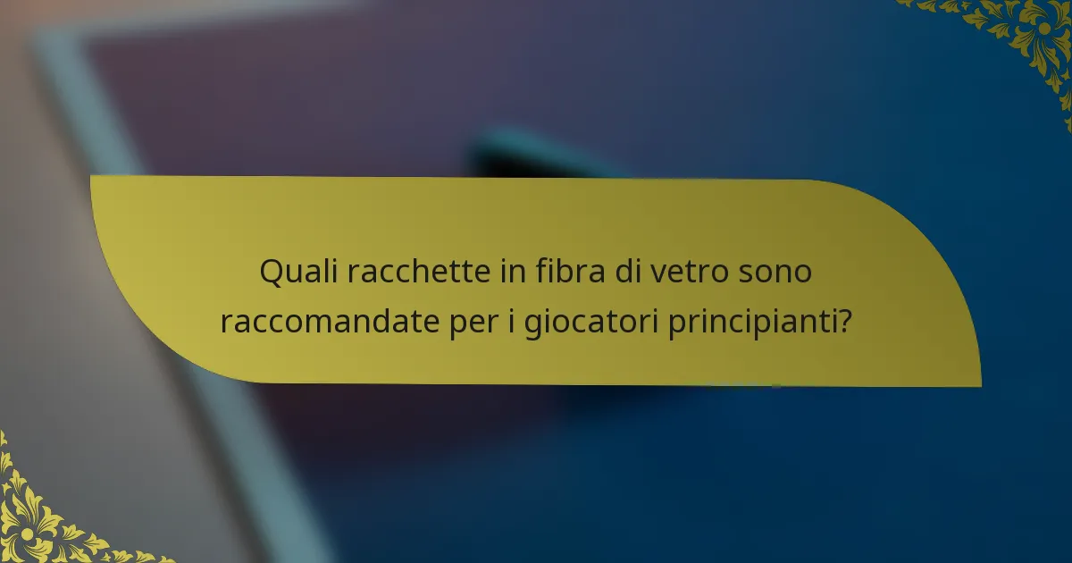 Quali racchette in fibra di vetro sono raccomandate per i giocatori principianti?