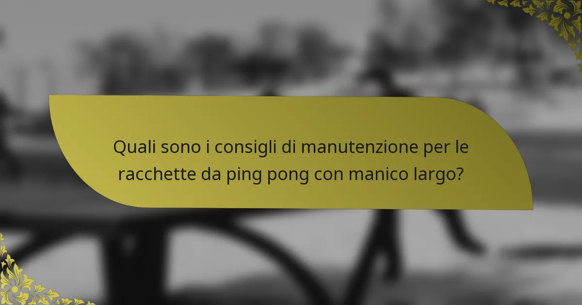 Quali sono i consigli di manutenzione per le racchette da ping pong con manico largo?