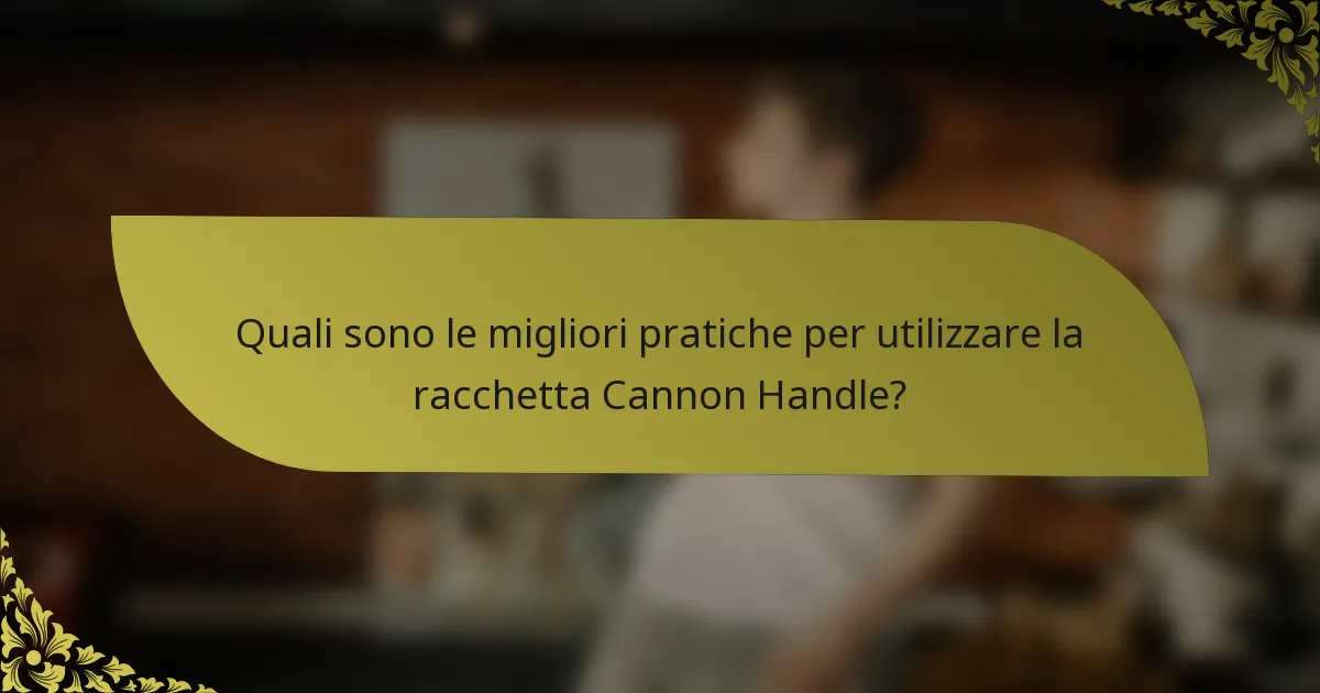 Quali sono le migliori pratiche per utilizzare la racchetta Cannon Handle?